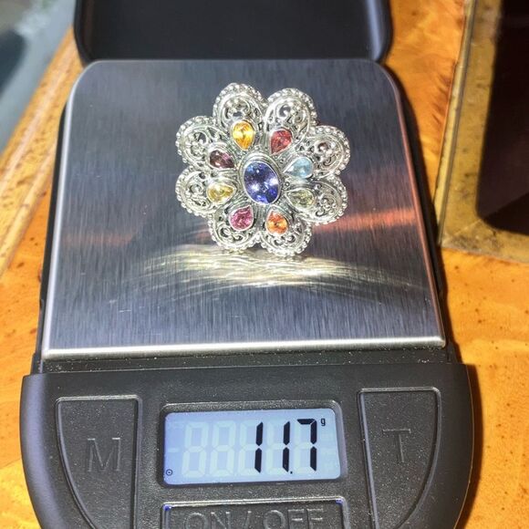 Natural Tanzanite Sapphire Sterling Silver Cocktail Ring Size 7 - Picture 9 of 9